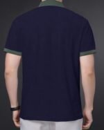 Men’s Classic Navy Polo T-Shirt with Contrast Collar
