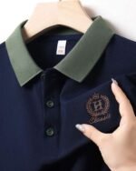 Men’s Classic Navy Polo T-Shirt with Contrast Collar