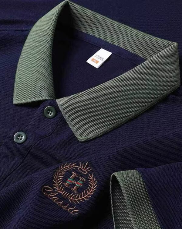 Men’s Classic Navy Polo T-Shirt with Contrast Collar