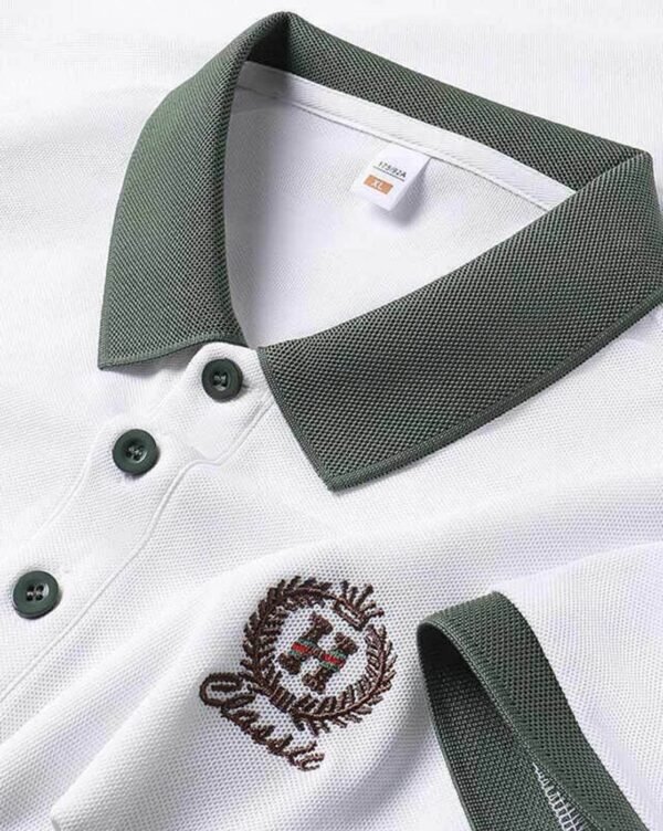 Men’s Classic White Polo T-Shirt with Contrast Collar