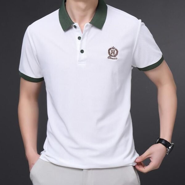 Men’s Classic White Polo T-Shirt with Contrast Collar