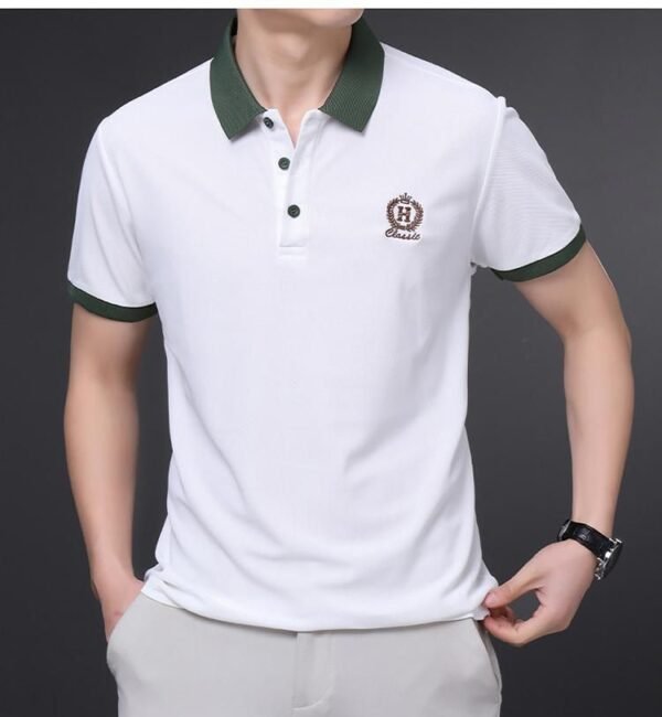 Men’s Classic White Polo T-Shirt with Contrast Collar