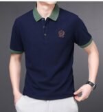 Men’s Classic Navy Polo T-Shirt with Contrast Collar
