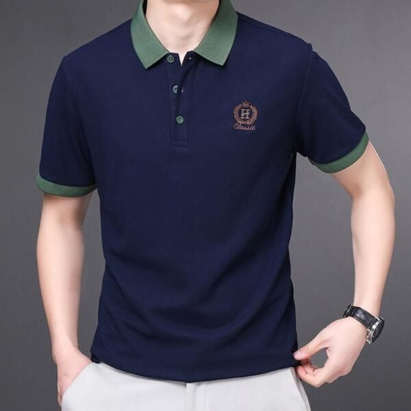 Men’s Classic Navy Polo T-Shirt with Contrast Collar